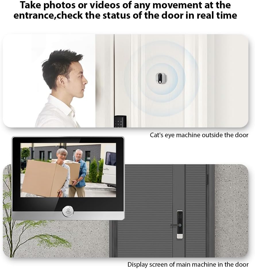 WiFi 1080P Video Doorbell Camera, 2.4GHz Peephole Camera Door Viewer with 4.3inch LCD Display, 120 Degree View Angle, Night Vision, Motion Detection, 2-Way Audio, Rechargeable Battery