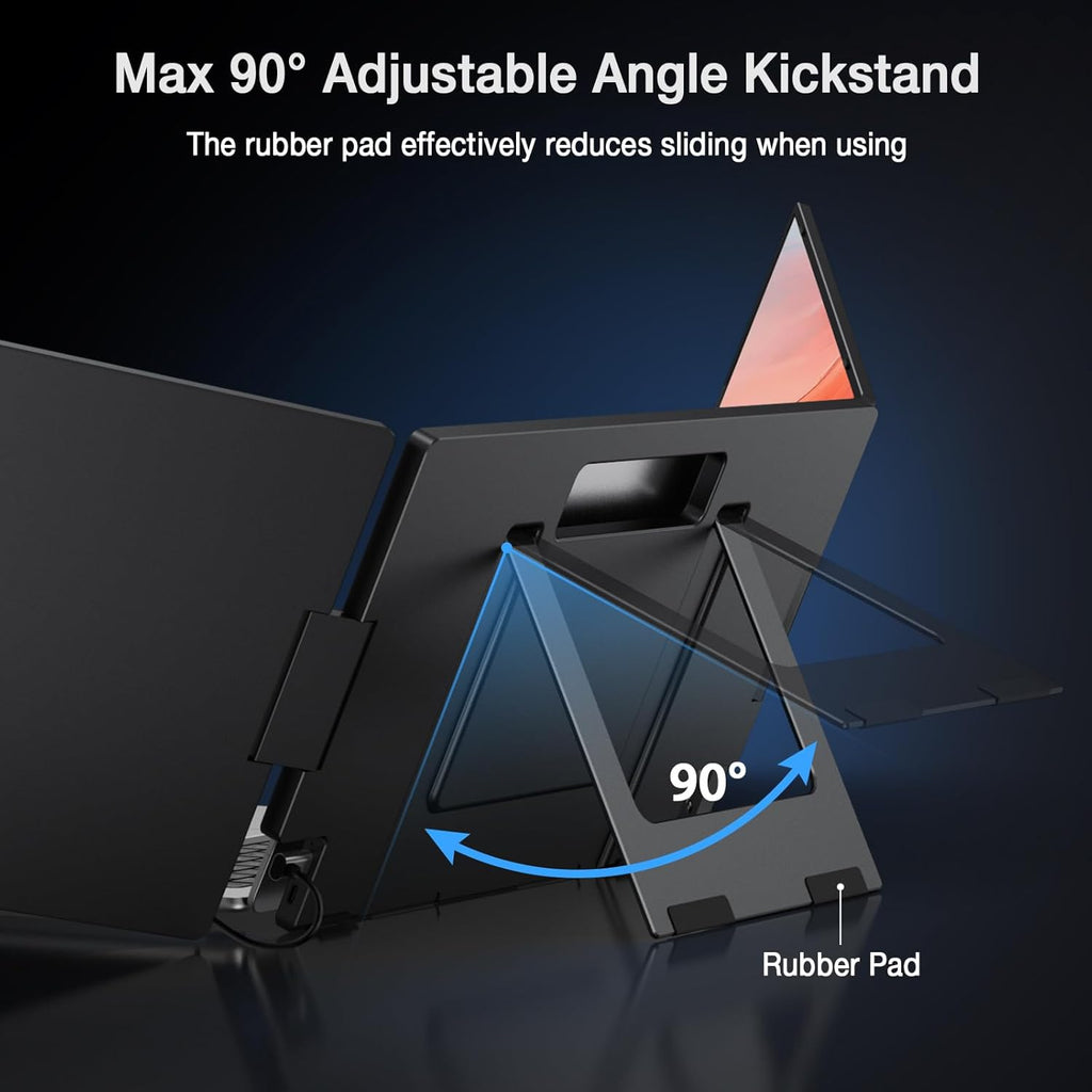 KYY 15.6' Laptop Screen Extender, 1080P FHD IPS Portable Monitor, One Cable USB-C Triple Monitor, Dual Travel Screen for 12'-17'' Laptops, 360° Rotation & Kickstand，X90D (Driver Need)