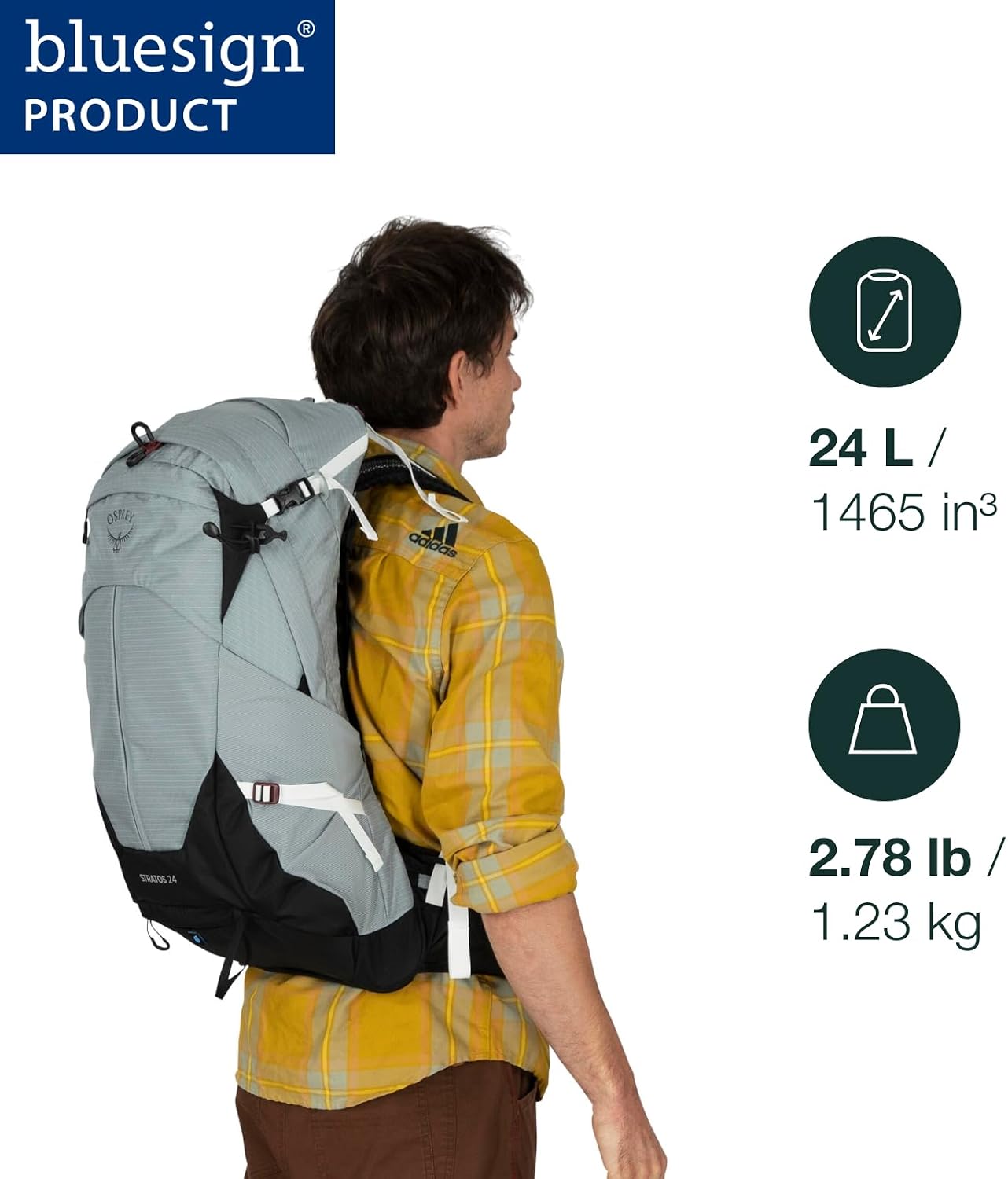 Osprey Stratos 24L Men's Hiking Backpack, Tunnel Vision Grey