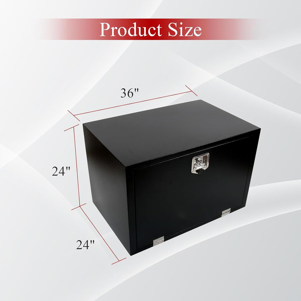 36'' Inch Steel Underbody Truck Tool Box & T-Handle Latch Heavy Duty For Trucks Trailers RV ATV Pickup Trucks Flatbeds Organization Storage Job Tool Chest -36'(L) x 24'(W) x 24'(H) Black