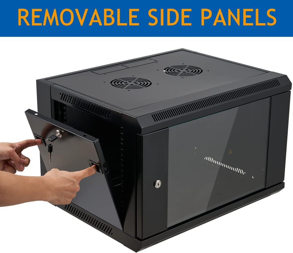 6U Wall Mount Server Cabinet Network Rack Enclosure Locking Glass Door by Tedgetal