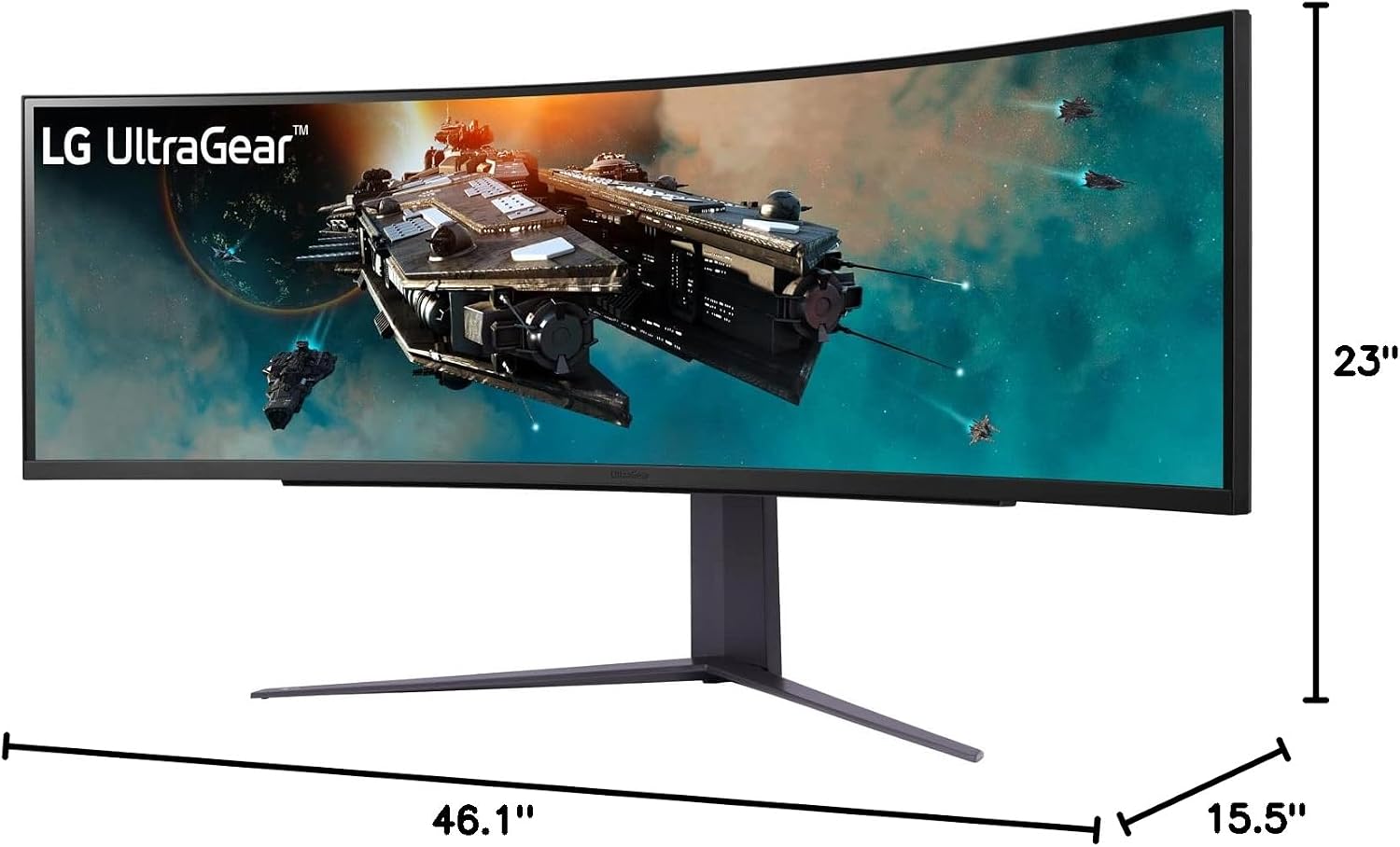 LG 49' Ultragear DQHD (5120x1440) Curved Gaming Monitor, 240Hz, 1ms, VESA DisplayHDR 1000, HDMI 2.1, DisplayPort, 4-Pole HP Out DTS HP:X, AMD FreeSync Premium Pro, Tilt/Swivel/Height Stand, Black