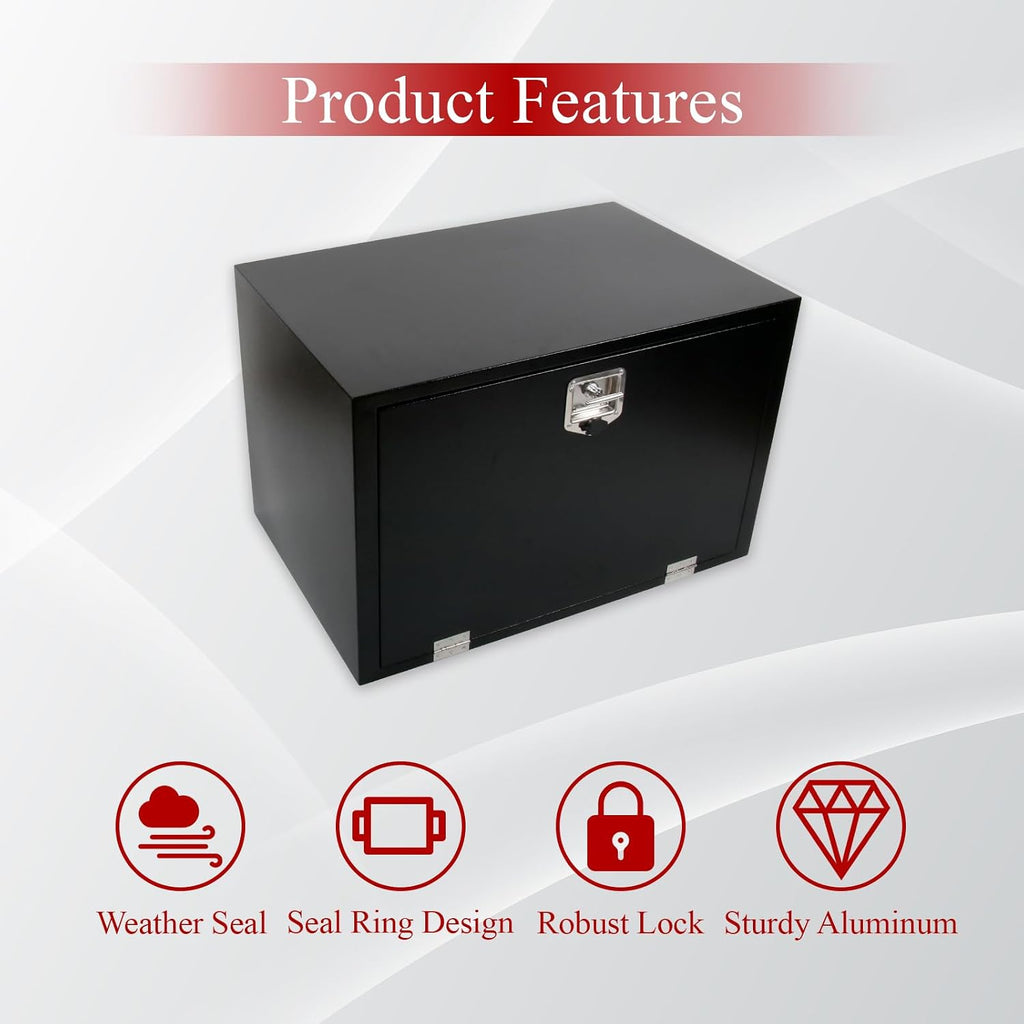 36'' Inch Steel Underbody Truck Tool Box & T-Handle Latch Heavy Duty For Trucks Trailers RV ATV Pickup Trucks Flatbeds Organization Storage Job Tool Chest -36'(L) x 24'(W) x 24'(H) Black