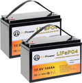 12V Lithium Battery,5000+ Deep Cycle LiFePO4 Battery with Built-in 100A BMS fit for Home Storage,Trolling Motor,RV,Off-Grid System,Solar Power System,Marine (2PACK-12V100AH)