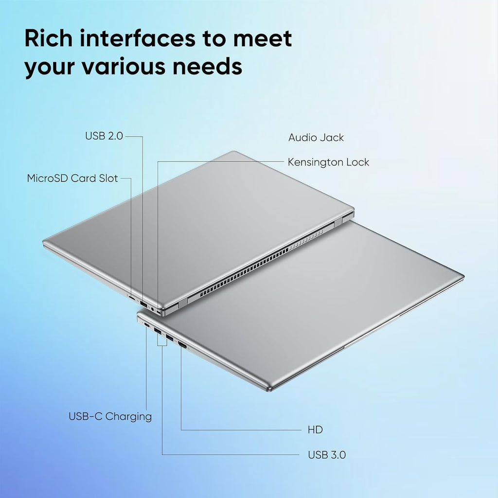 Laptop Computer, 16GB RAM 256GB SSD Laptops, 6500Y Processor (up to 3.4GHz), 15.6' FHD IPS Display, Laptop for Student and Business, WiFi 5, BT 5.0, Sliver