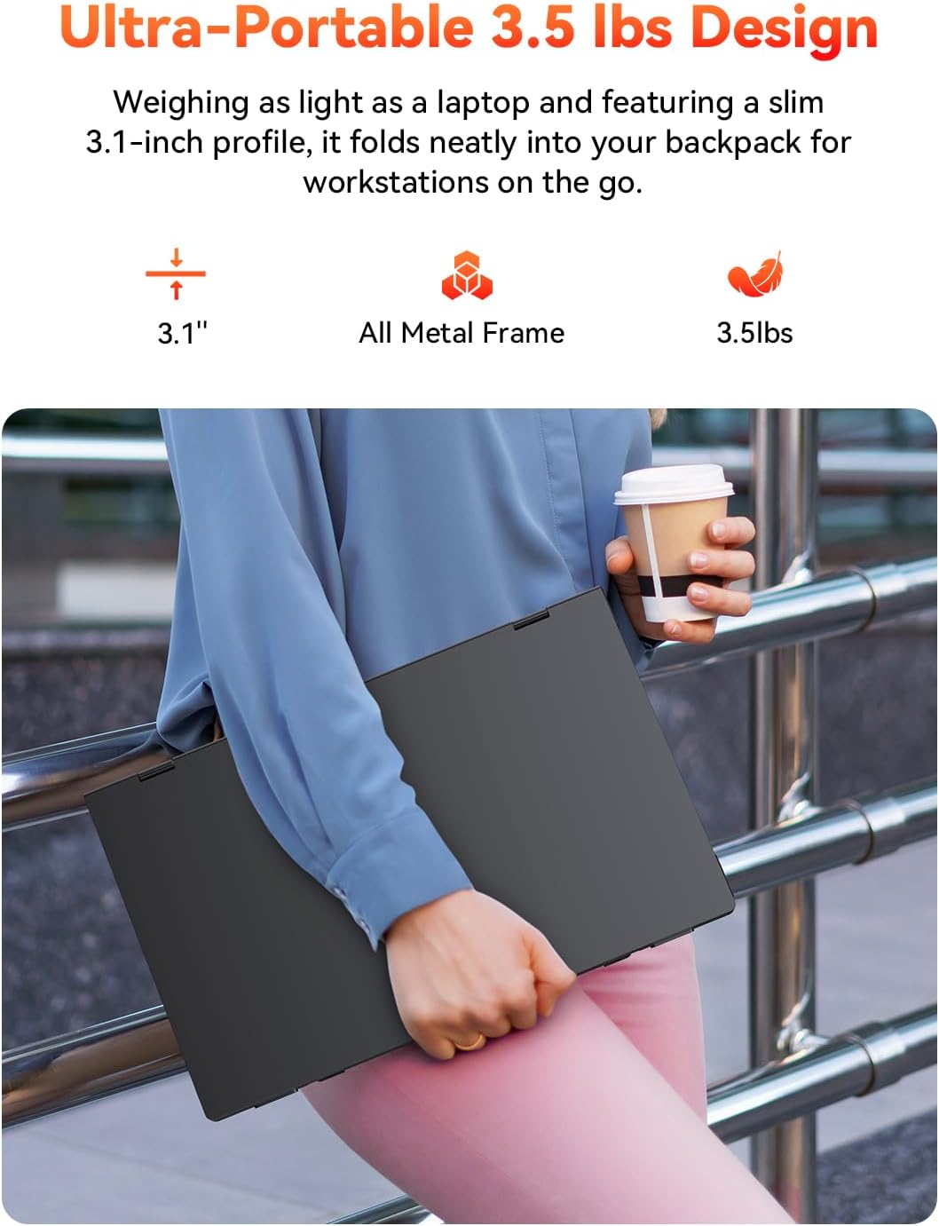 HotYeah Triple Laptop Screen Extender, 15.6' 1080P FHD IPS Folding Stacked Portable Dual Monitor, USB-C Travel Extended Computer Display w/VESA, 180° Rotation, Plug & Play (Windows Only)