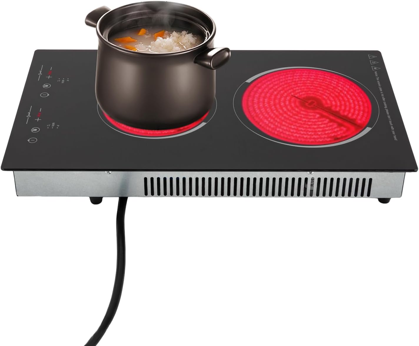 Electric Ceramic Cooktop 110V Built-in Electric Stove Top Induction Radiant Cooktop Sensor Touch Control 2/3/4 Burners 9 Power Levels, 120 Min Timer for Home All Cookware (2 Burners)