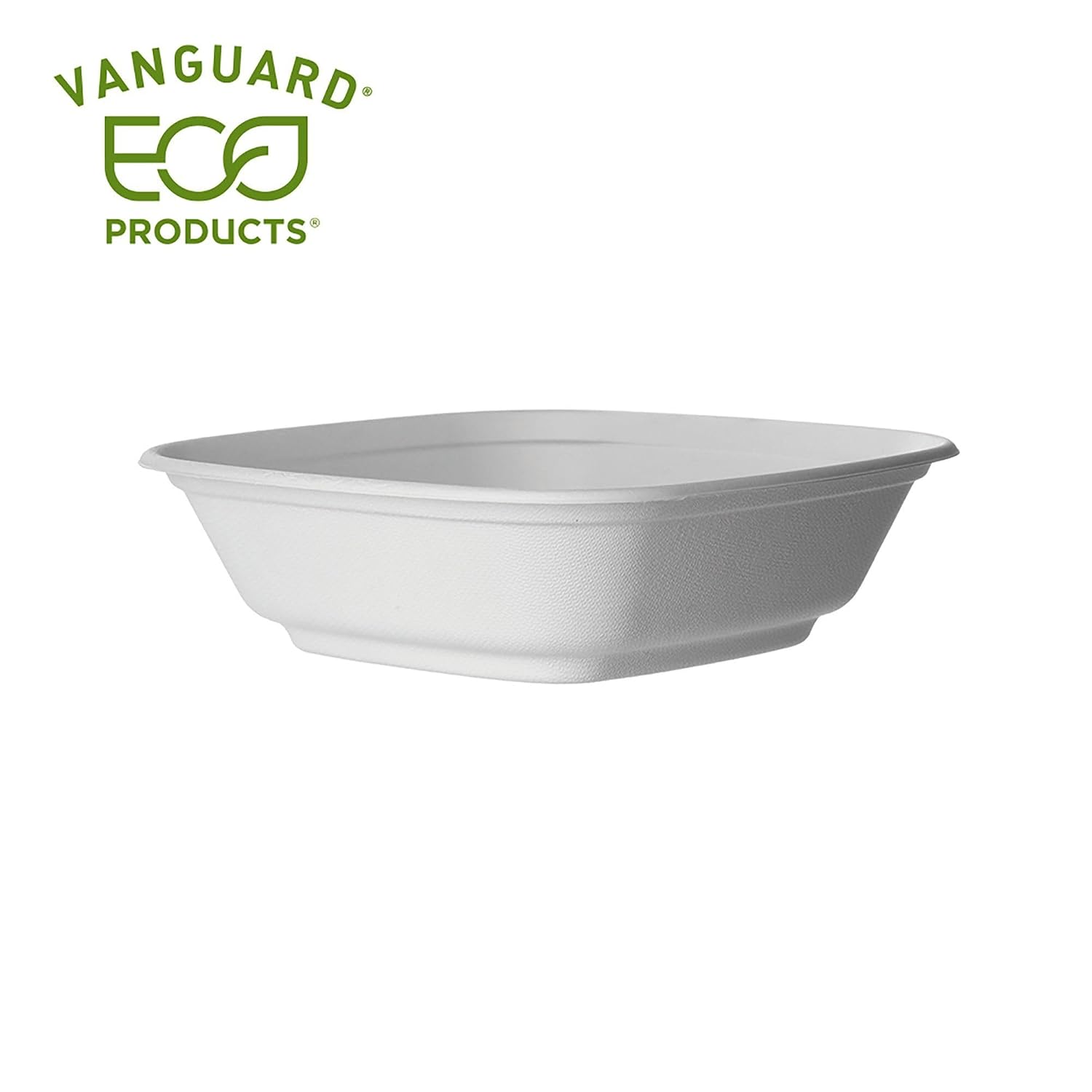 ECO PRODUCTS Compostable 64oz Serving Bowls, Case of 100, Regalia Vanguard Square Container, Disposable Renewable White Molded Fiber, No PFAS, Lid Available, ASTM Compliant, BPI-Certified