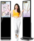 32/43/55/65 Inch Digital Signage Display, LCD Screen Advertising Display Kiosk Interactive Totem Floor Standing Auto AD Player with USB/HDMI/WiFi Android OS (32'' Touch Screen)