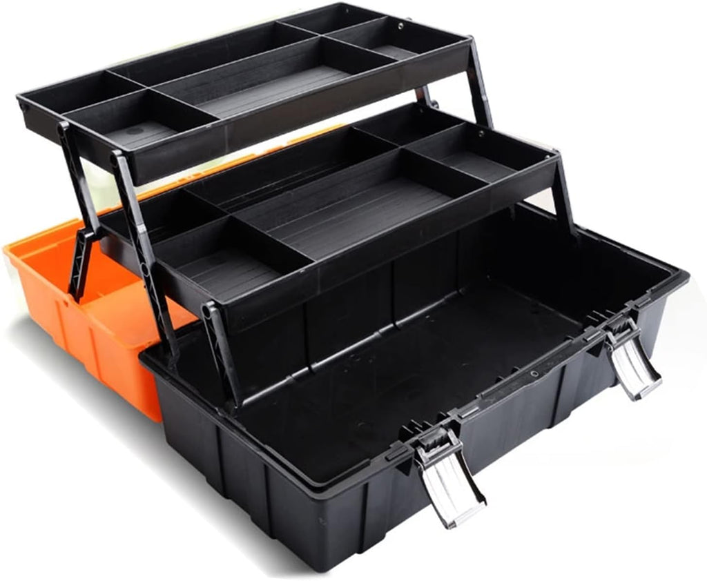 Portable Tool Box Household 3-Layer Folding Box Portable Hardware Tool Box Multifunctional Storage Box Maintenance Tool Box Office Storage Box Small Parts Box (Size : 17 inch)