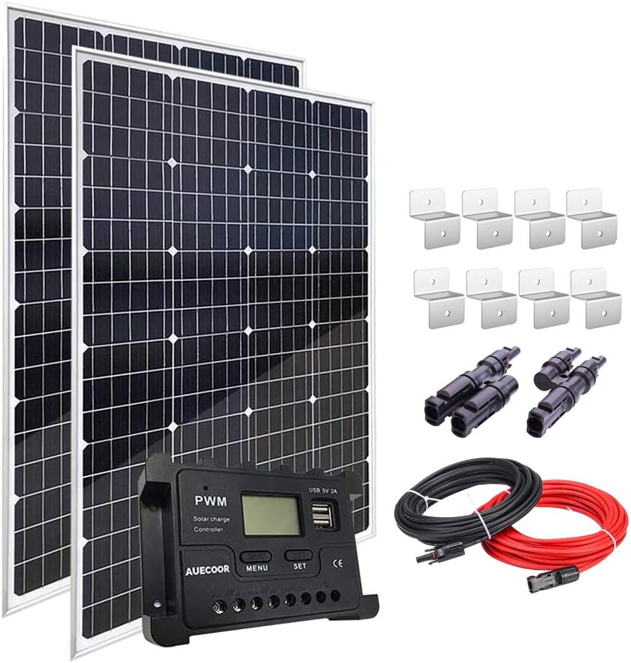 240 Watt 12V Monocrystalline Solar Panel Module Kit: 2 x 120w Mono Solar Panel+20A LCD Display Solar Controller for Home,RV,Caravan,Boat and 12V/24V Battery