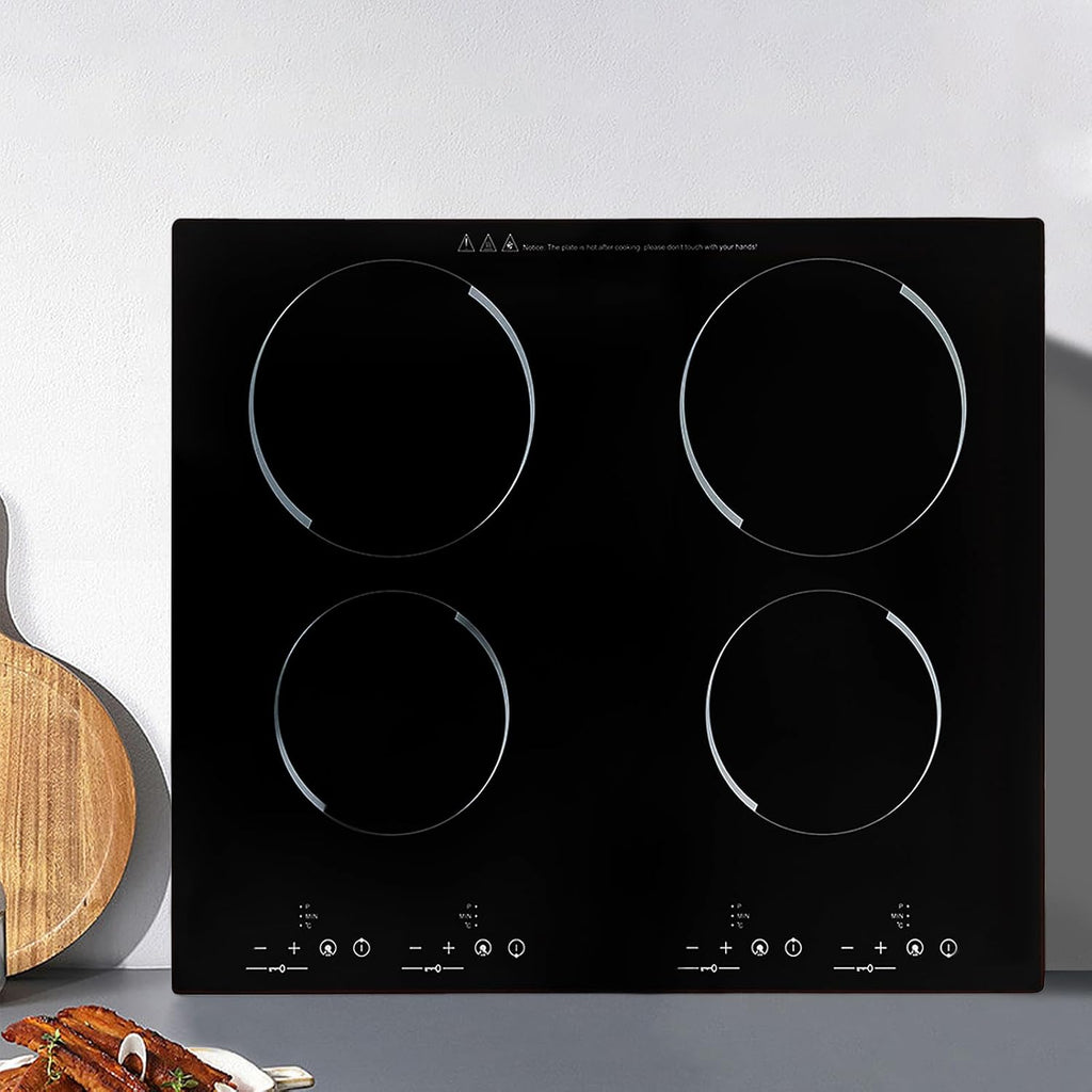 Electric Ceramic Cooktop 110V Built-in Electric Stove Top Induction Radiant Cooktop Sensor Touch Control 2/3/4 Burners 9 Power Levels, 120 Min Timer for Home All Cookware (4 Burners)
