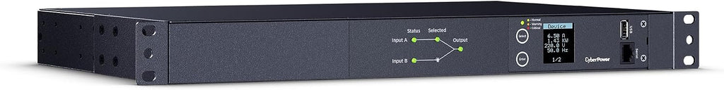 CyberPower PDU24004 Metered ATS PDU, 200-240V, 15A (Derated to 12A), 12 Outlets, 1U Rackmount
