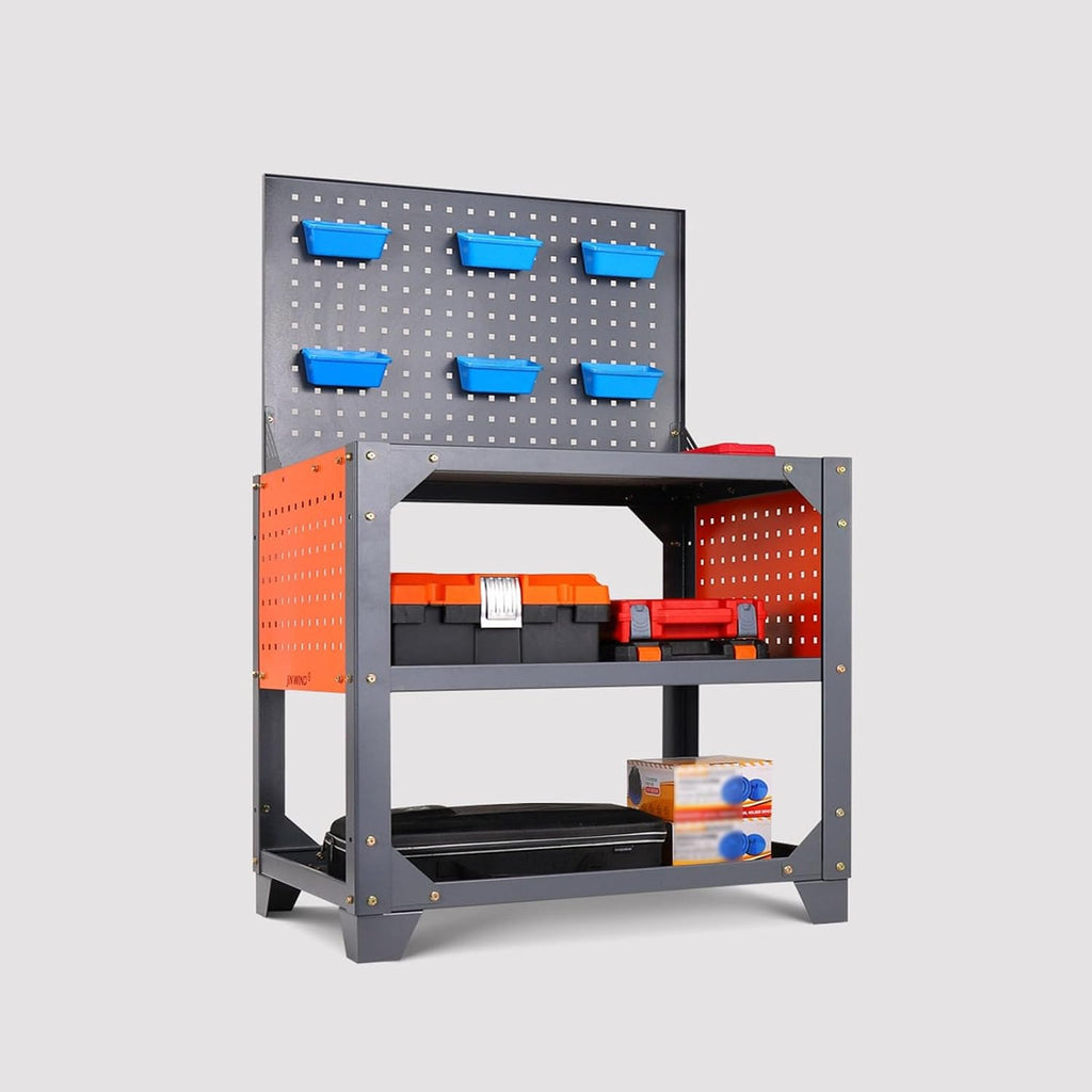 Tool Box Heavy Duty Rolling Tool Cart with Three-Tier Thickened Storage Shelves and Wheels, Steel Utility Cart for Garage Warehouse Repair Shop Tool Storage