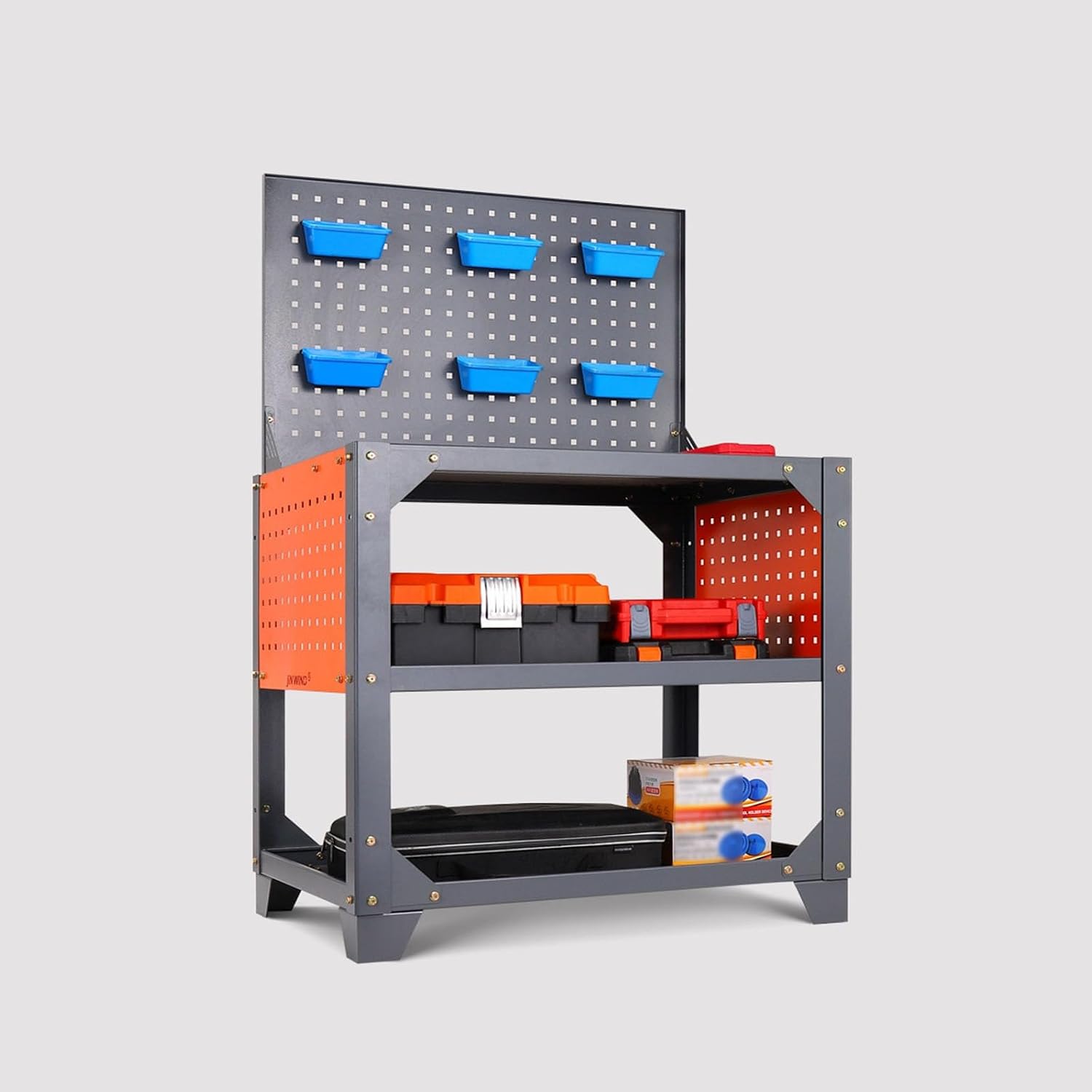 Tool Box Heavy Duty Rolling Tool Cart with Three-Tier Thickened Storage Shelves and Wheels, Steel Utility Cart for Garage Warehouse Repair Shop Tool Storage