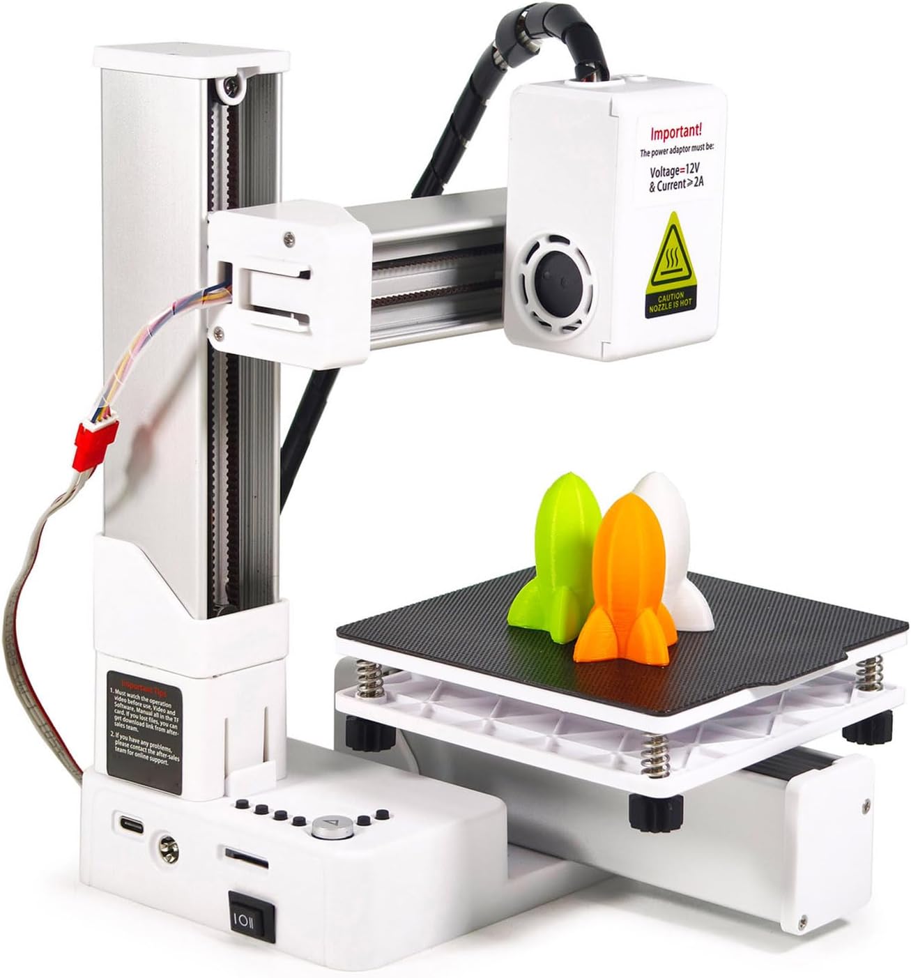 3D Printer for Beginner, 40mm s 3D Printers, 4x4x4in Printing Size, Frequency Division Multiplexing 3D Printing Machine for Home Office School (White)