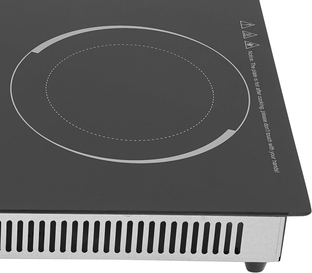 Electric Cooktop 20 Inch, 1700W Drop-in 2 Burner Electric Stovetop in Black with 5 Power Levels, 0-99 Minute Timer, Child Safety Lock, 110V - 20.08x11.81x4.06in(No Plug)