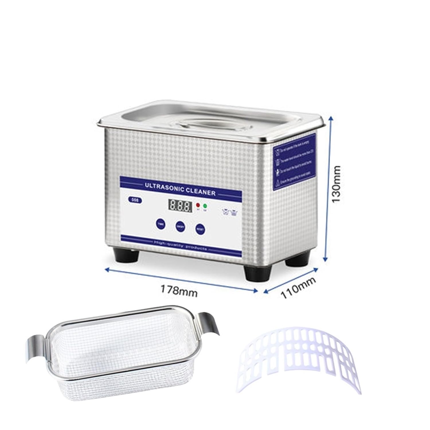Ultrasonic Cleaners, 50W 0.8L Ultrasonic Cleaner Stainless Steel Washing Bath Machine Glasses Jewelry Watch Mini Ultrasound Wave Cleaning Tank