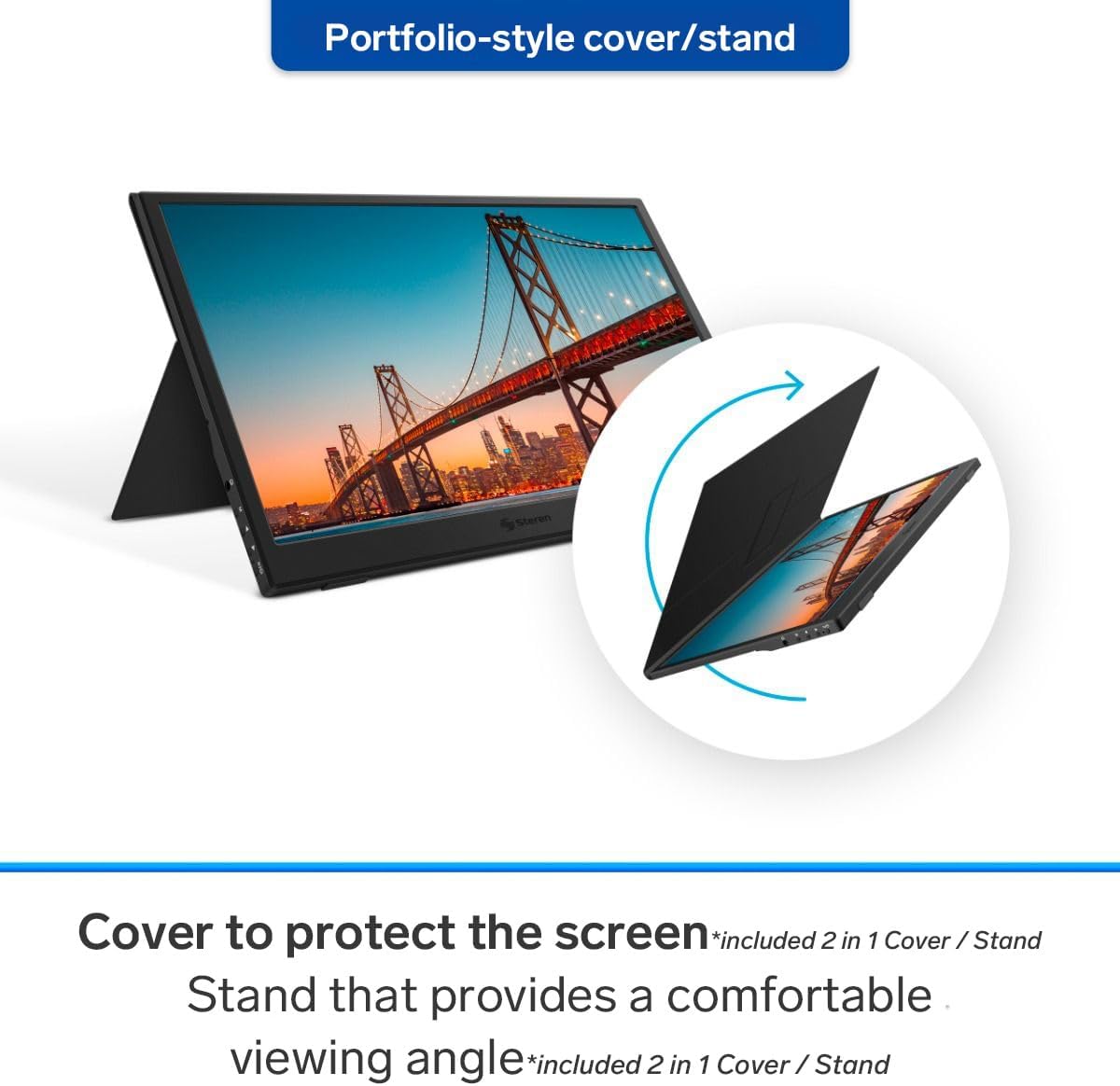 STEREN 16' Portable HDR Monitor for Laptops – Full HD Display with USB-C, HDMI, and Ultra-Slim Design