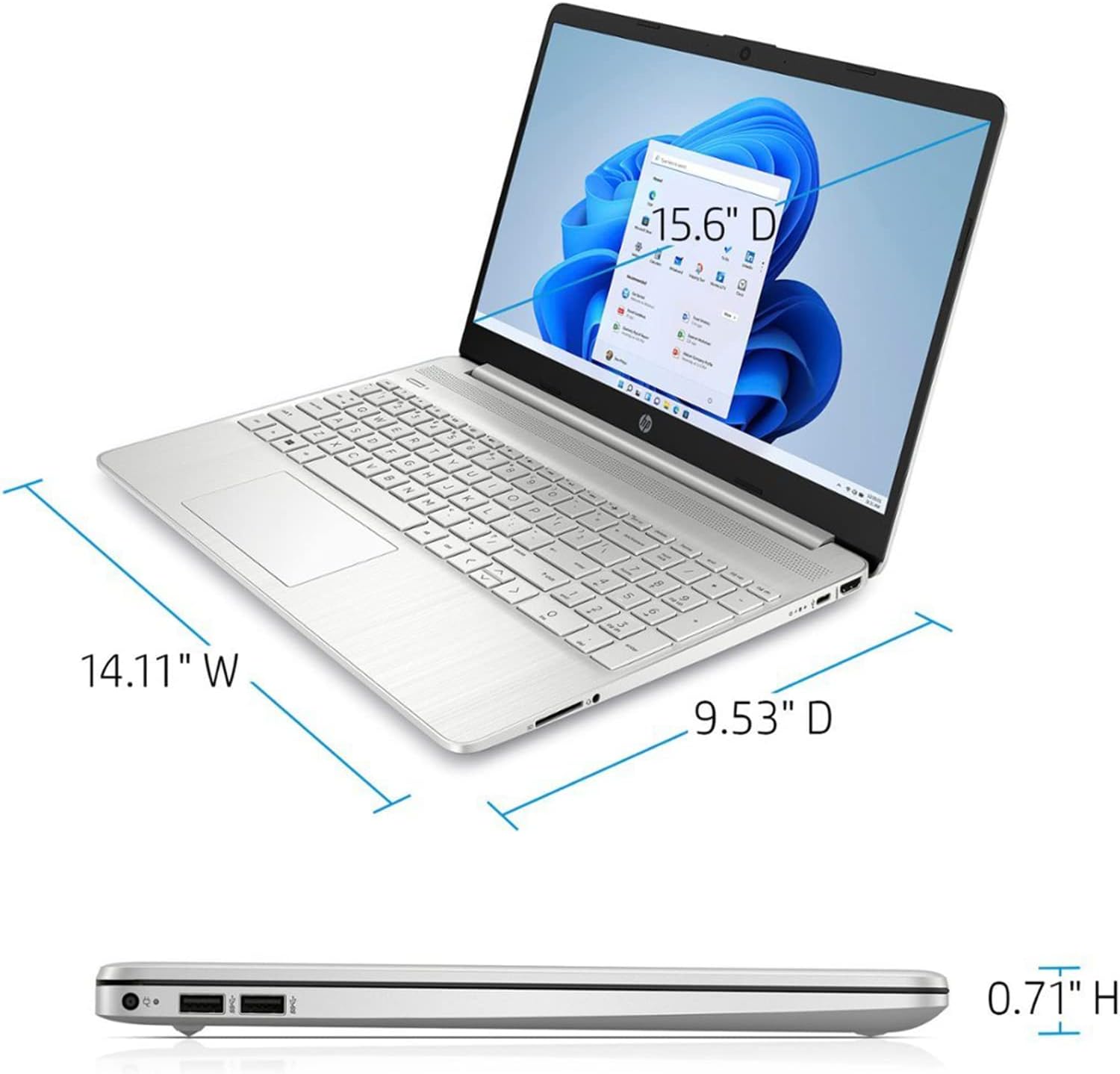 HP Notebook Laptop, 15.6' HD Touchscreen, Intel Core i3-1115G4 Processor, 32GB RAM, 1TB PCIe SSD, Webcam, Type-C, HDMI, SD Card Reader, Wi-Fi, Windows 11 Home, Silver