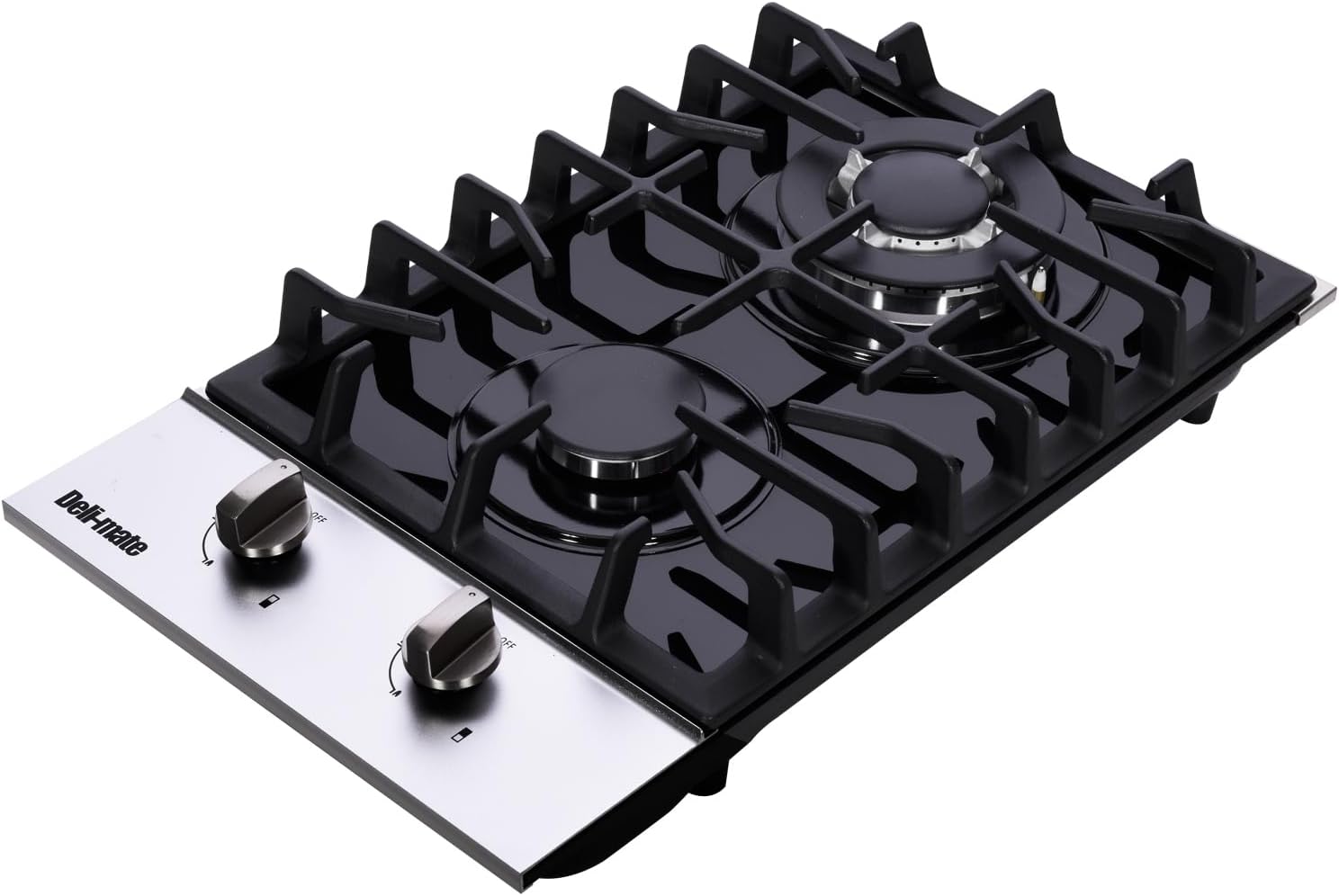 12 Inch Gas Cooktop, Built-in 2 Burners Stainless Steel Gas Stovetop LPG/NG Convertible Gas Stove Top Dual Fuel Gas Hob DM2188-01