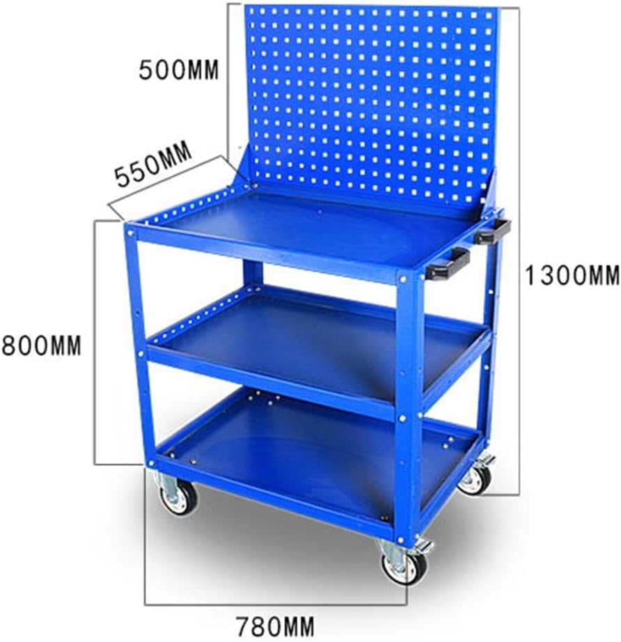 Tool Box ToolCartPlatform,Heavy-Duty, Three-Layer, Increased Thickness, Manual Pushing,Material PartsTurnover,Handling,Tool Rack Tool Storage(Gris)