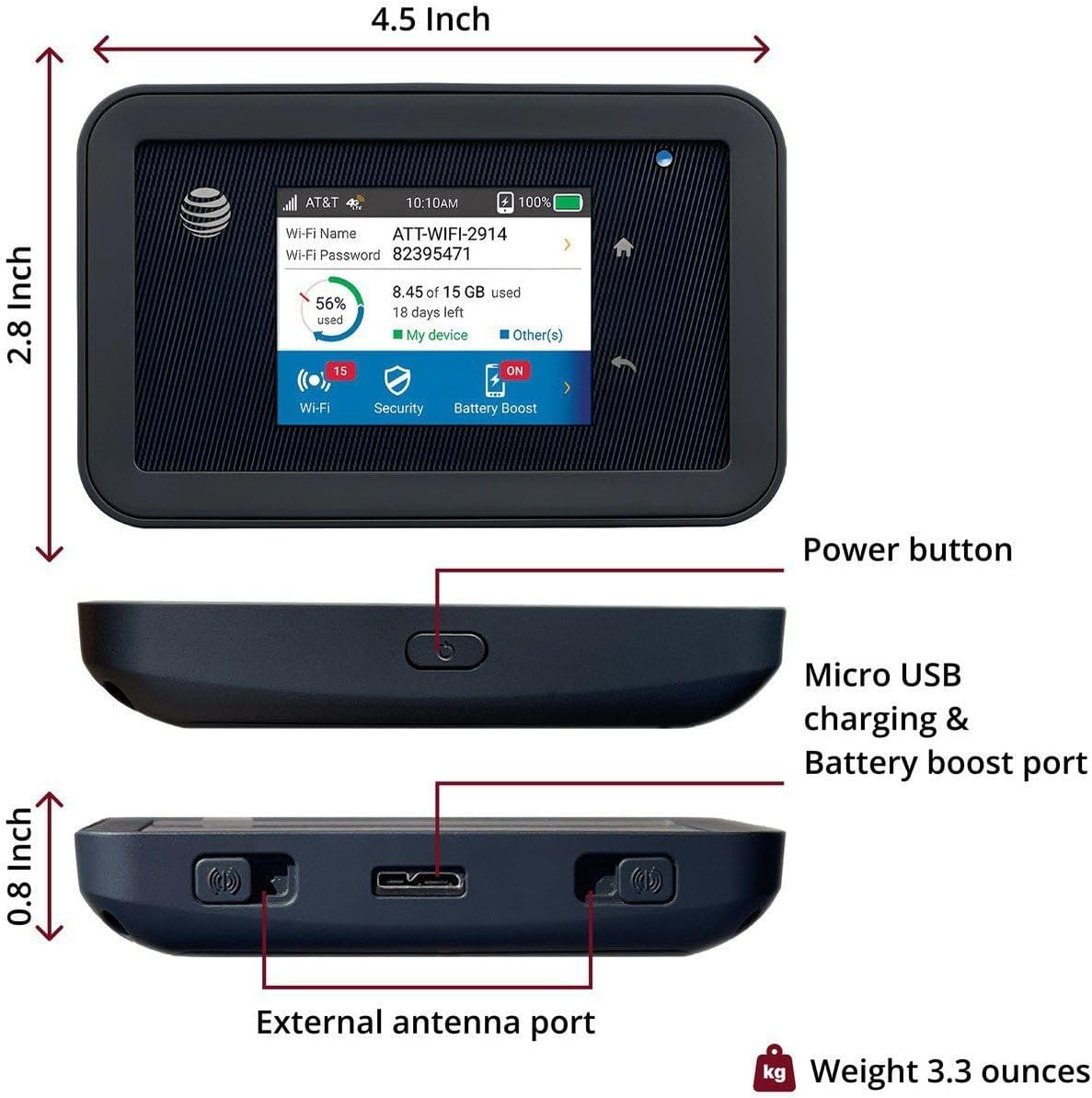 AT&T Unite Explore AC815S, Unlocked Rugged 4G LTE Mobile Hotspot, Up to 450 Mbps, IP65 Water & Dust Resistant, 22hr Battery, Dual-Band WiFi (15 Devices), Travel WiFi, EVDO-LINK Bundle (Premium)