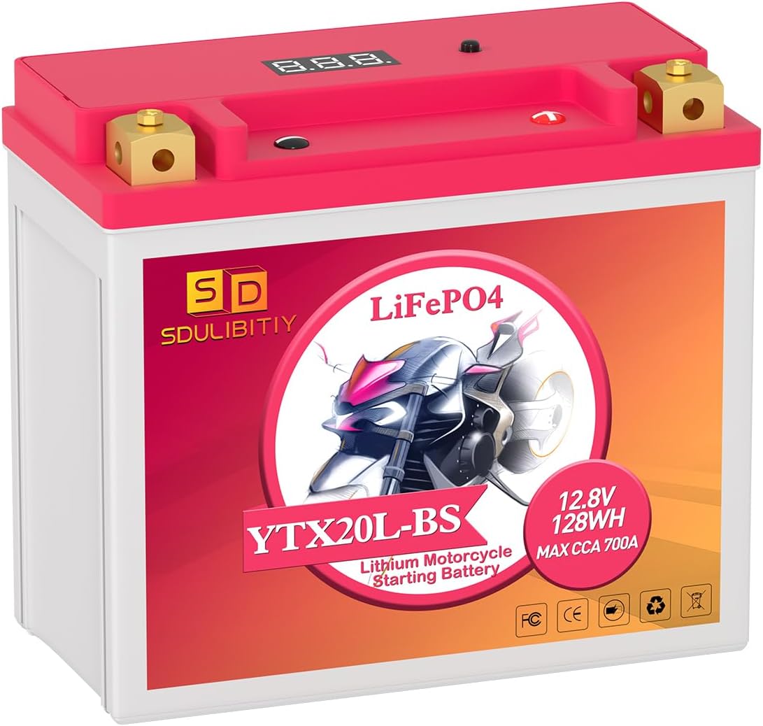 Lithium Motorcycle Battery LiFePO4 YTX20L-BS 12.8V 10Ah 700CCA For Motorcycle Compatible ATV, UTV, Jet Ski, 4 wheeler, Scooter, PWC, Seadoo, Polaris