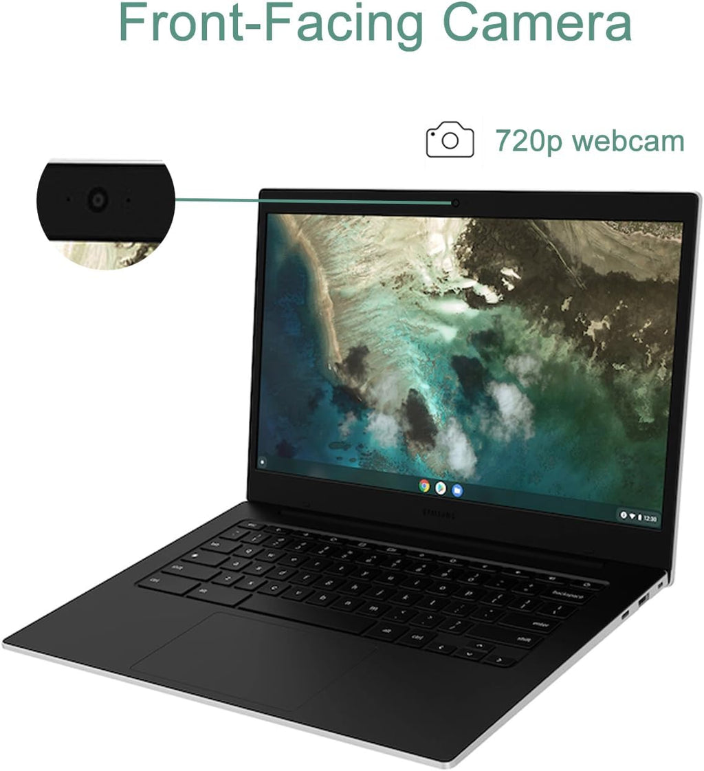 SAMSUNG Galaxy Chromebook Go Laptop (14' LED, Intel Celeron N4500, 256GB Storage (128GB eMMC+128GB SD Card)) For Home & Student, 12-Hr Long Battery, Spill-Resistant, Webcam, Wi-Fi 6, Chrome OS, Silver