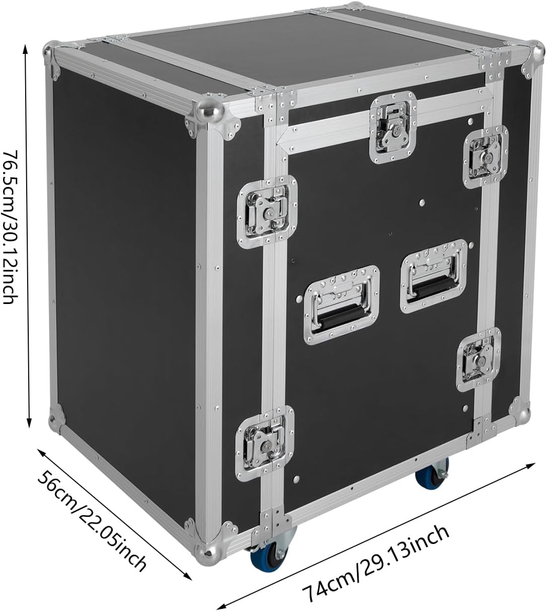 PA DJ Rack, 10U Road Case with 4 Universal Rubber Wheels, Audio Rack for studios, home theatres, KTVs