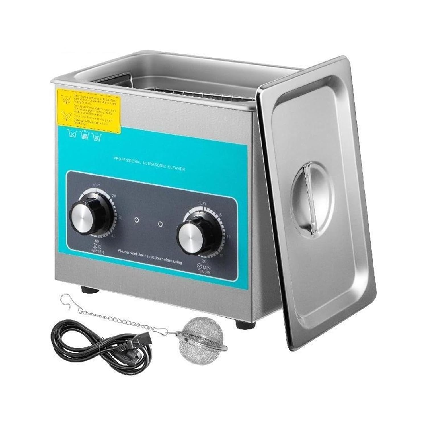 Ultrasonic Cleaners, 3L Knob Ultra Cleaner with Heater Mini Portable Washing Machine Ultrasound Small Dishwasher Jewelry Glasses Parts