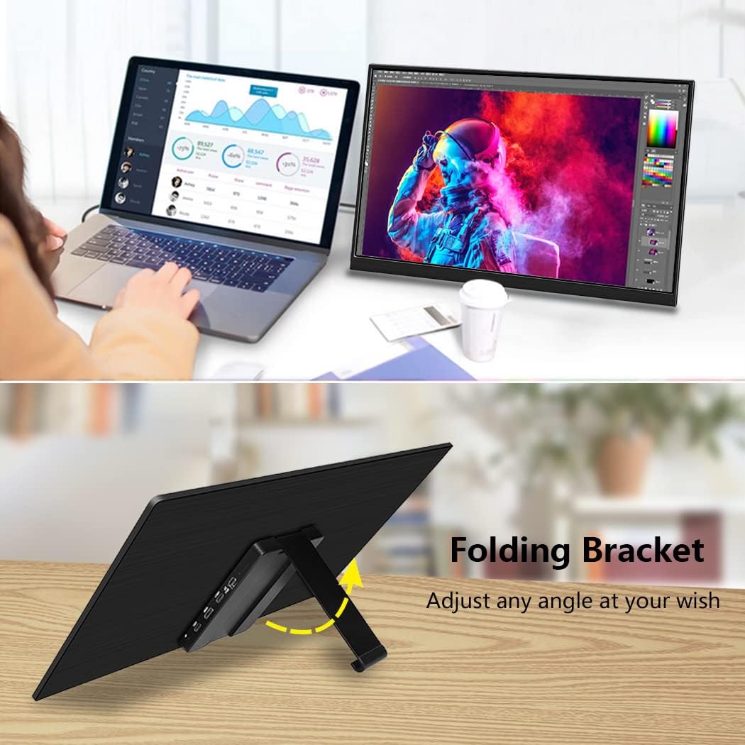 4k Portable Monitor, 14 Inch Portable Monitor USB C, 10-Bit Adobe 95% HDR Game Display with USB C/HDMI/Mini DP Compatible with Laptop/Game Console/PC/Surface