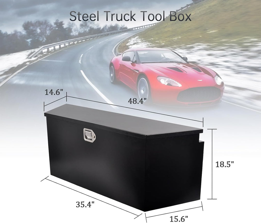 49'' Inch Steel Trailer Tongue Truck Bed Tool Box Heavy Duty For Trailers, RV, ATV, Pickup Trucks, Flatbeds - 49 x 15 x 18.5 Inch Black