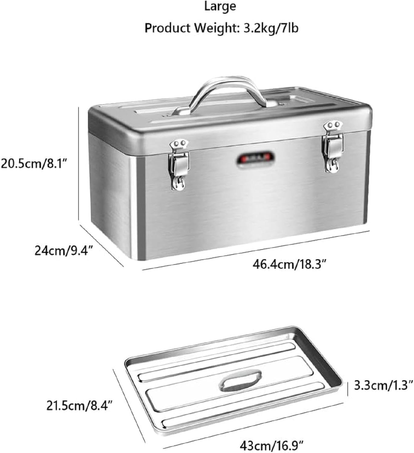 Stainless Steel Tool box,2 Layer Folding Multi-Function Tool box,with Removable Tool Tray and Lock Storage Box,Easy to Carry Hand Carry Tool Cases,for Tools Storage Household Hand Tool Box, Large