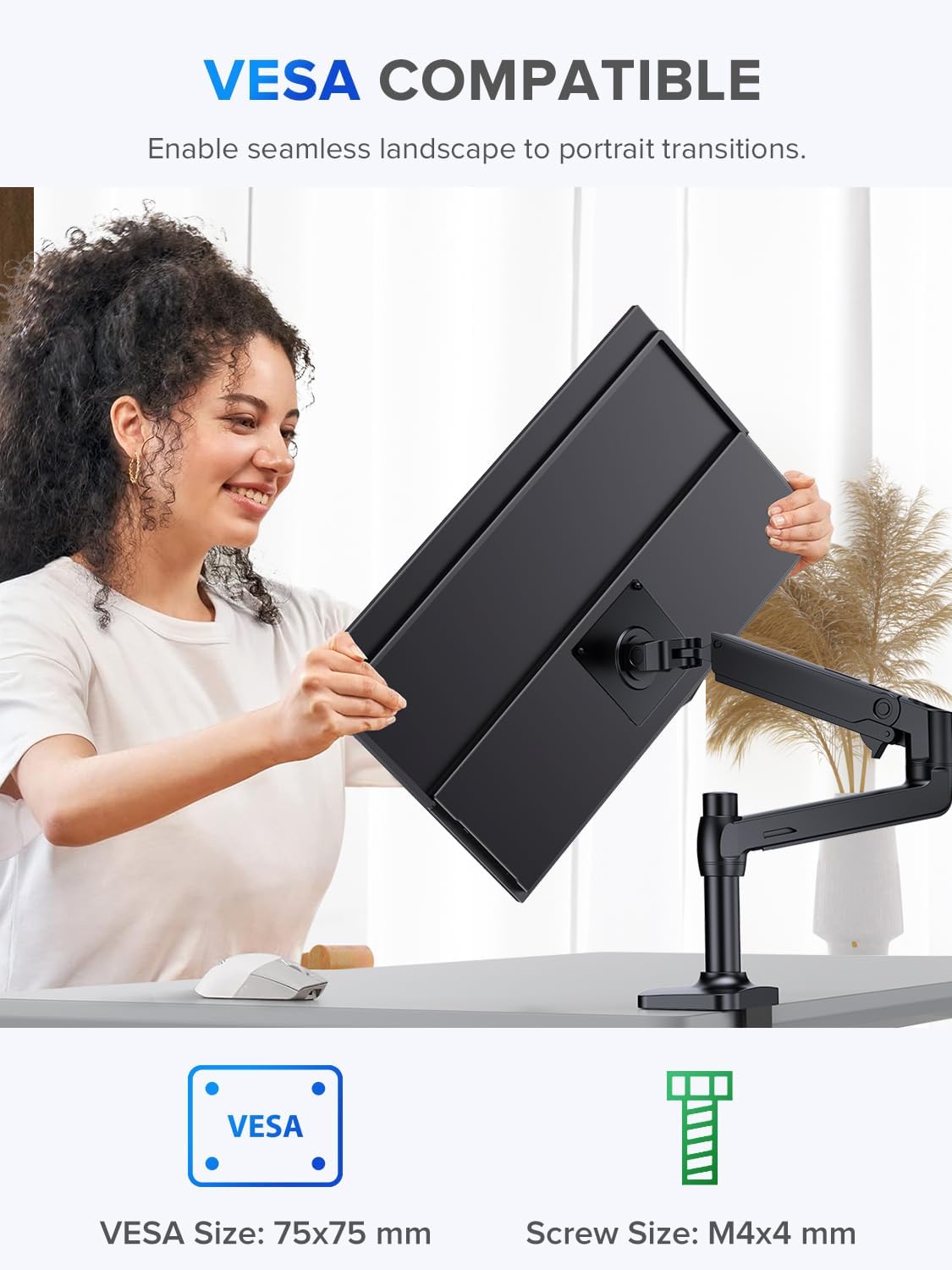 UPERFECT Portable Monitor, 22' 2K QLED 100% DCI-P3 2560×1440 QHD FreeSync HDR Laptop Monitor, w/VESA, Stand, USB-C Mini HDMI Travel Second Monitor for Computer, Phone, Mini PC, Gaming Consoles