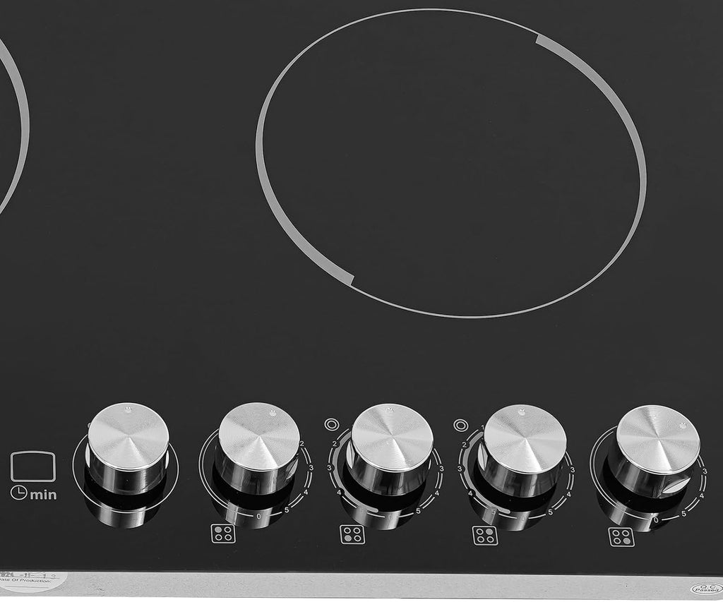 Electric Cooktop 24 Inch, 3700W Drop-in 4 Burner Electric Stovetop in Black with 5 Power Levels, 0-99 Minute Timer, Child Safety Lock, 110V - 23.62x20.08x3.94in(No Plug)