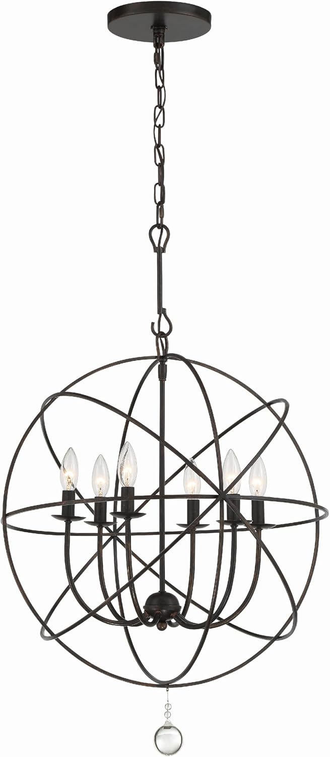 Crystorama Solaris 6 Light English Bronze Sphere Chandelier