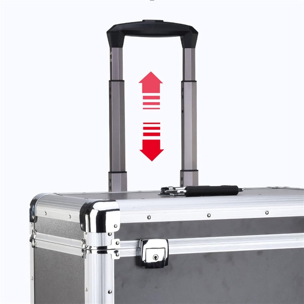 Portable Tool Box Large Capacity Toolbox Multi-Function Storage Toolbox with Wheel and Lock Aluminum Alloy Toolbox with Telescopic Handle Small Parts Box (Size : Large)