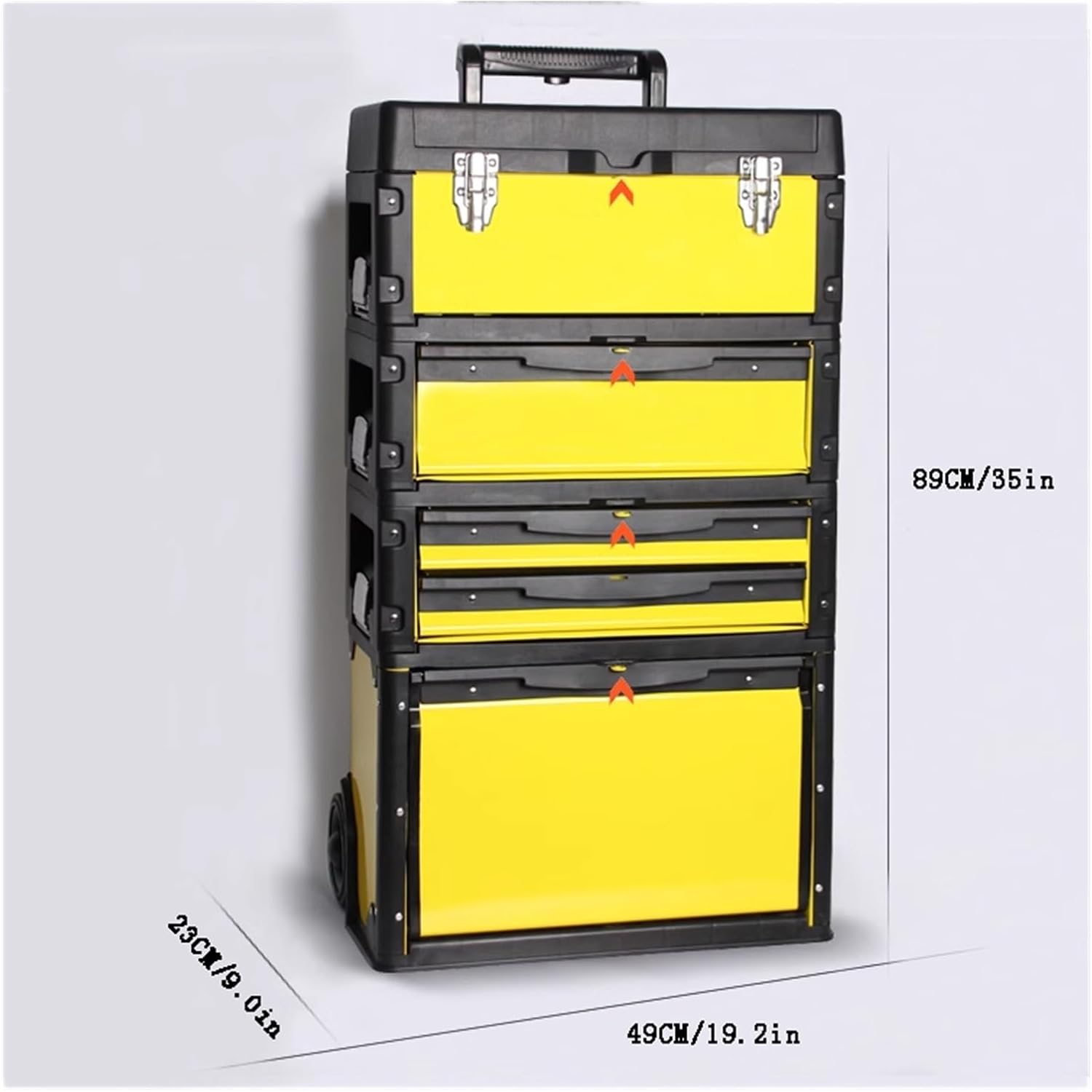 Toolbox Toolbox Four-Layer Combination Rolling Work Centre Toolbox with Pull Handle Detachable Toolbox Multifunctional 4 Level Workstation Tool Box(Black)