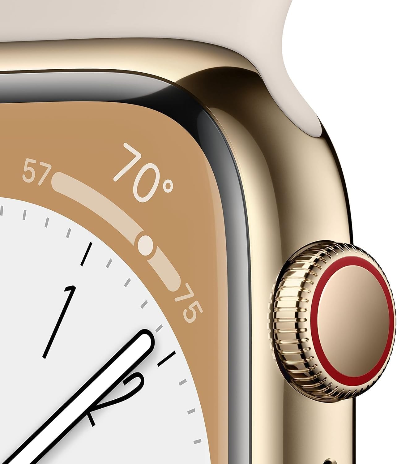 Apple Watch Series 8 (GPS + Cellular, 41MM) Gold Stainless Steel Case with Starlight Sport Band - S/M (Renewed)
