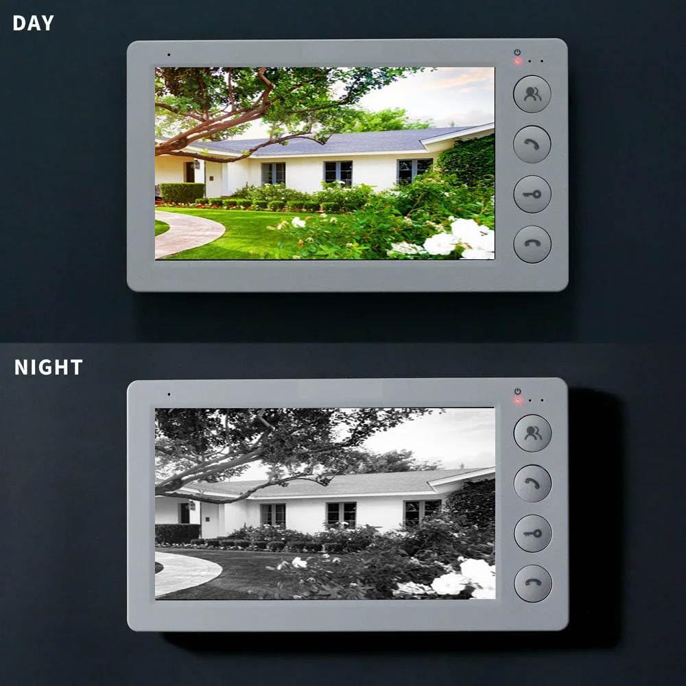 Wired Video Apartment Intercom System,2/3/4/5/6/8/10/12 Units Family 7 inch Monitor Video Door Phone Kit,Indoor Outdoor Video Doorbell,2 Way Audio for Home (1 Doorbell + 3 Monitor)