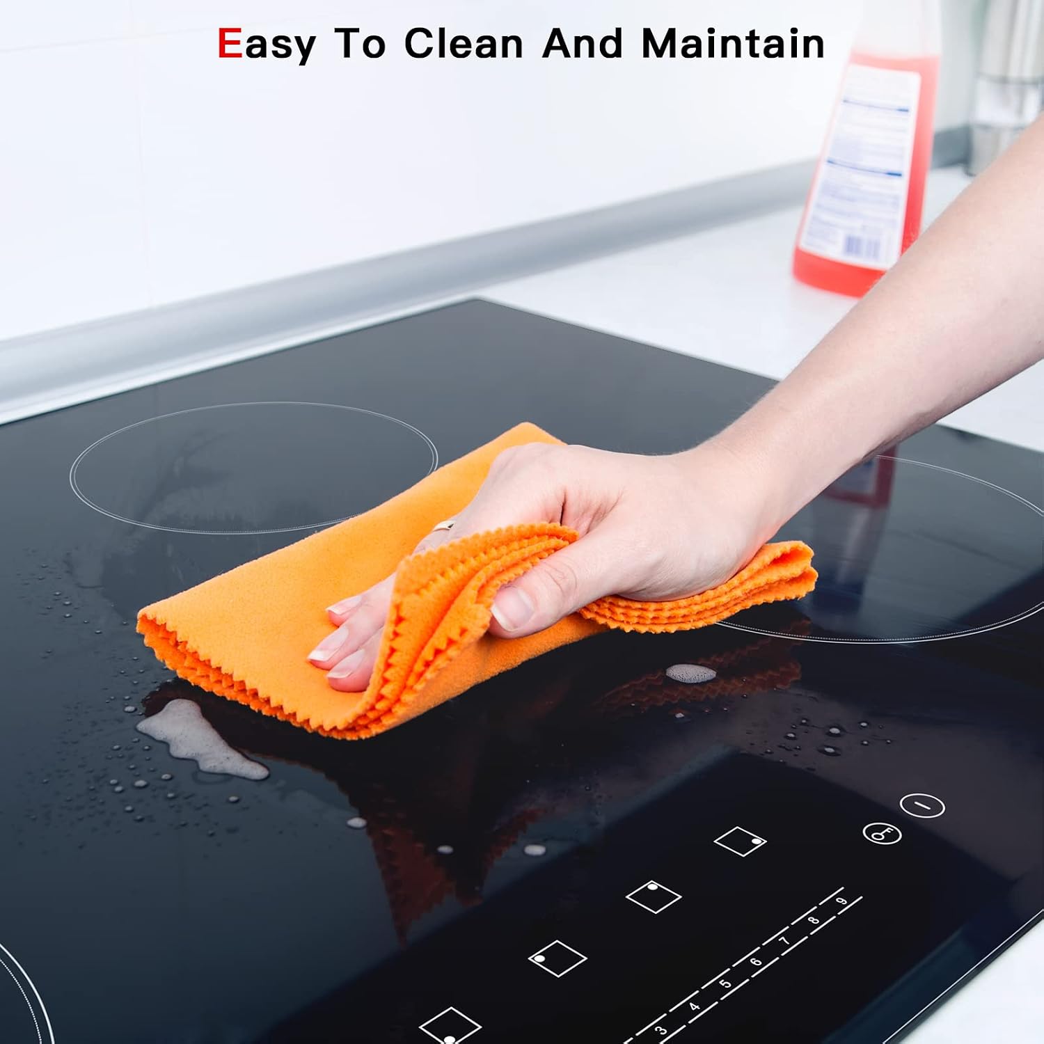 IsEasy 30 Inch Ceramic Electric Cooktop 4 Burner Built-In Electric Stove Top with Touch Sensor Control, 9 Power Levels, Timer, Child Safety Lock, 220-240V Glass Cooktop
