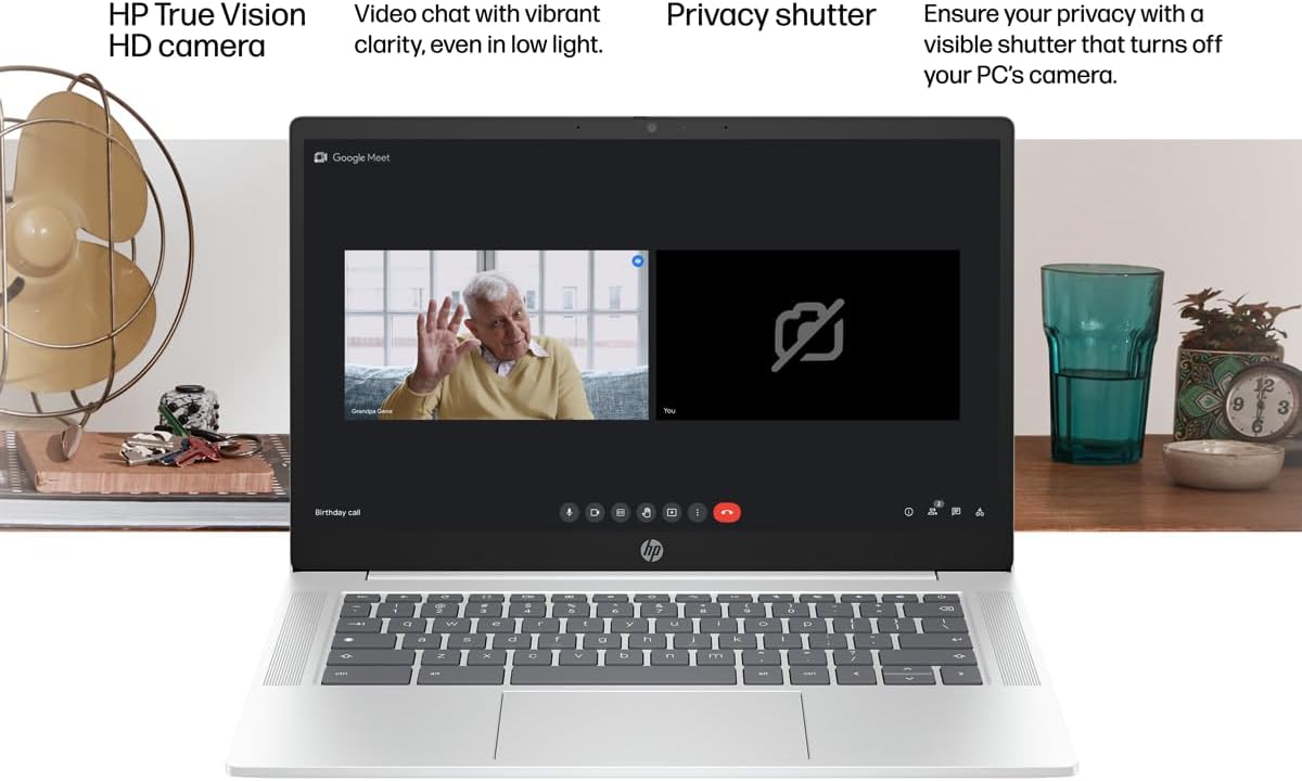 HP Chromebook 14 Laptop (14' Anti-Glare Display, Intel Processor N200, 4GB RAM, 256GB Storage (128GB +128GB SD Card)) Business, Home & Students, 12-Hr Long Battery Life, IST HUB, Webcam, Chrome OS