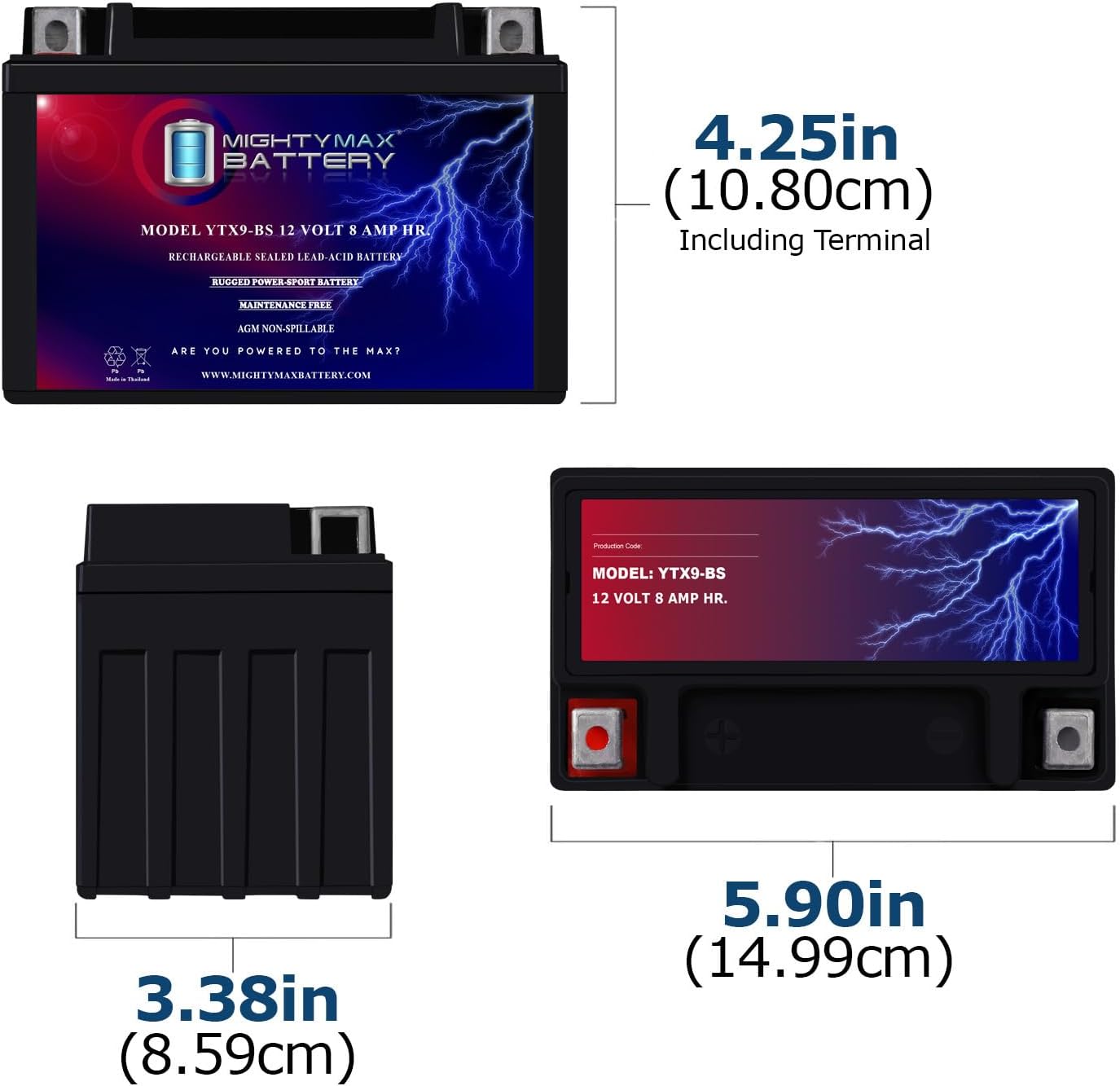 Mighty Max Battery YTX9-BS 12V 8AH Replaces SLA For Power Sports Battery (6 Pack)