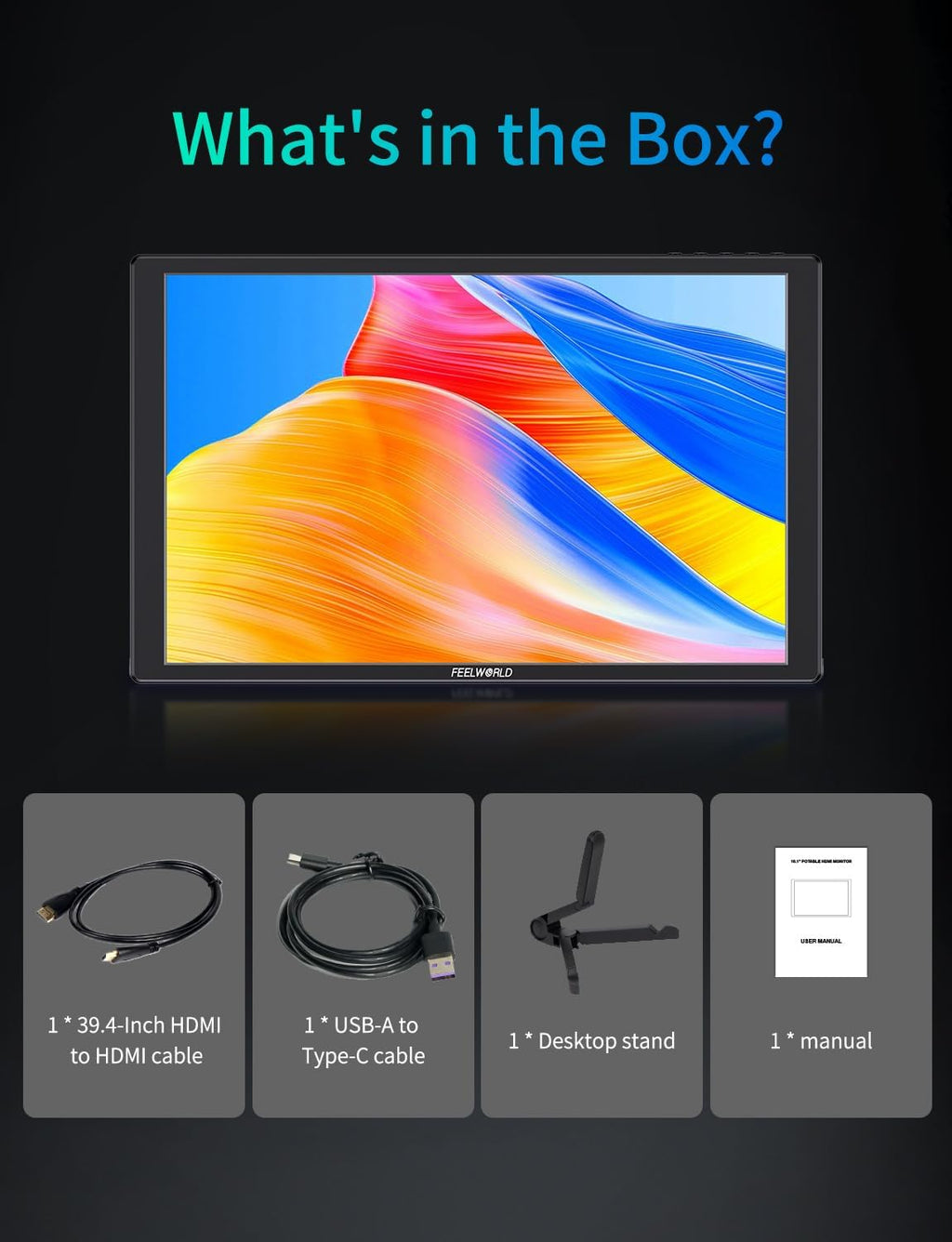 FEELWORLD D10 Touch Screen Portable Monitor,10.1 Inch FHD 1920x1200 HDMI USB-C Second External Monitor for Laptop,Desktop,MacBook,Phones,Tablet,PS5/4,Xbox,Switch,Raspberry Pi Screen with Dual Speake