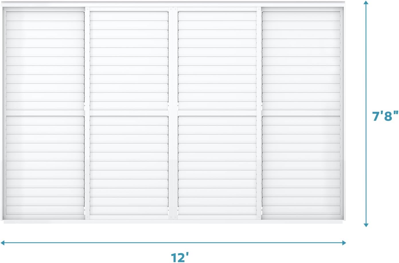 Mirador Accessory - 13' Sliding Louver Door for Mirador Pergola 111 Series, 4 Panel Detachable Moveable Sun Shade Privacy Door, White