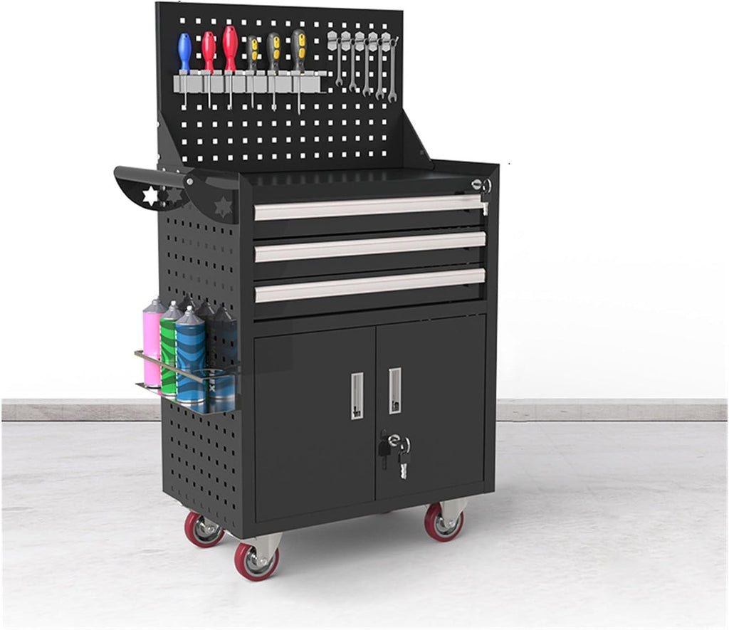 Toolbox Rolling Tool Chest with Wheels, Tool Storage Cabinet with 5 Drawer, Large Metal Tool Box Organizer with Lock, Tool Cart on Wheels Tool Box(Black)