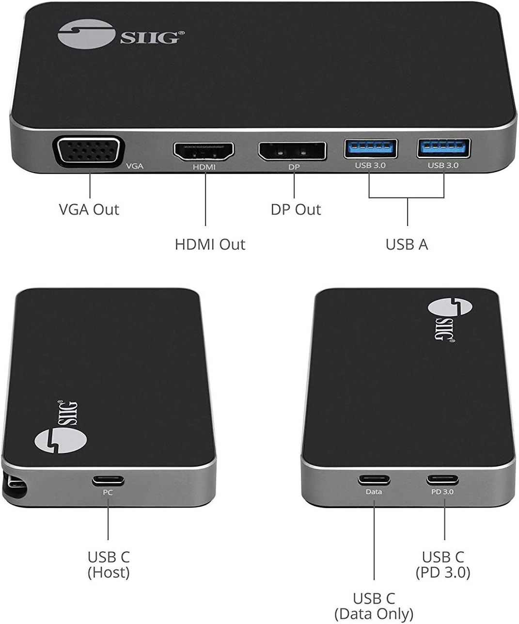 SIIG 4K USB-C MST Laptop Docking Station Thunderbolt 3 Compatible with 100W PD Supports Windows & Chromebooks, Mac M1/M2/M3 Pro/Max for Single Extend Video Output only