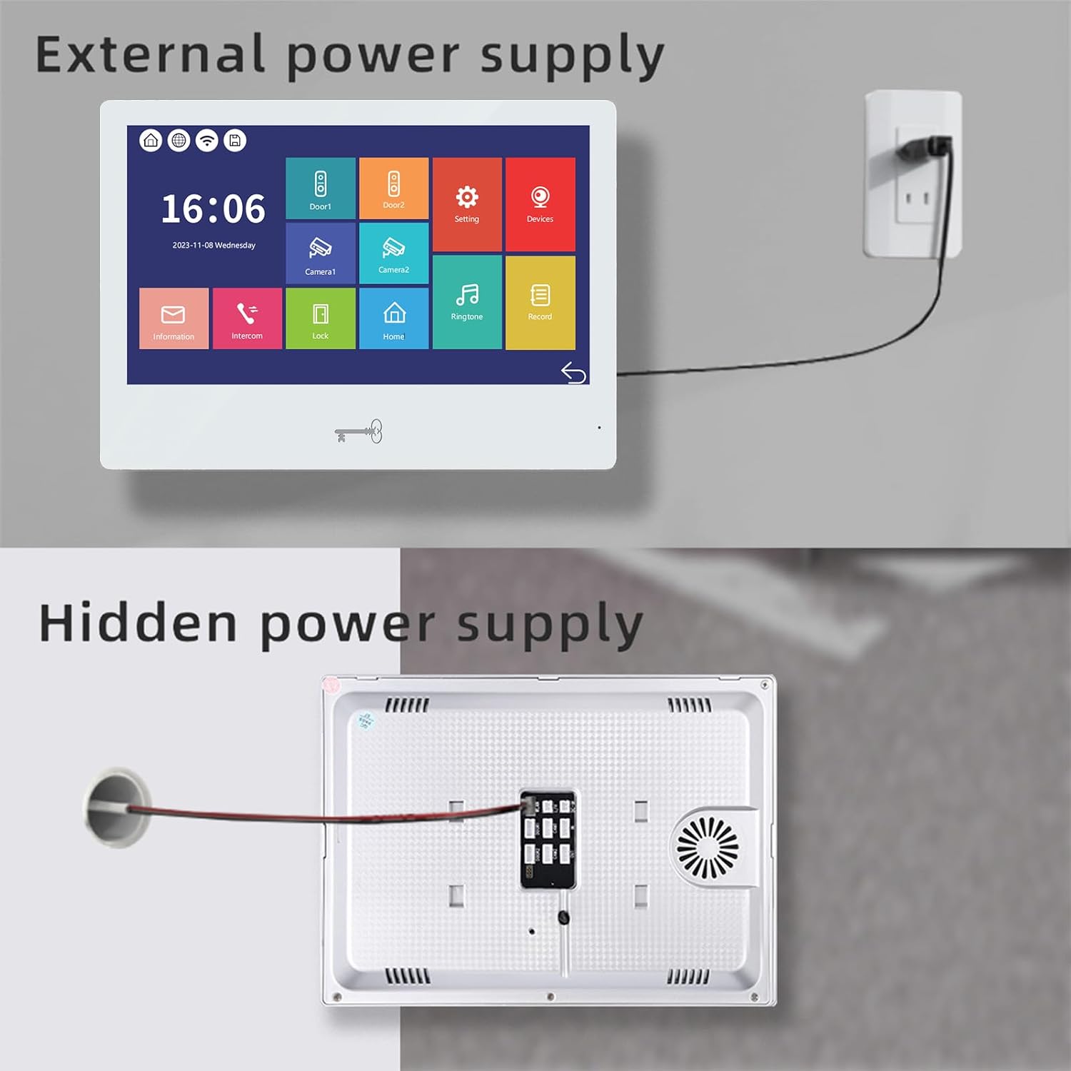 Wired Video Door Phone Apartment Intercom System,WiFi 10 Inch Touch Monitor 1080P Doorbell Camera,Supporting 5 in 1 Unlcking,Motion Detecting,RFID Card Unlocking for Home Tuya,32G