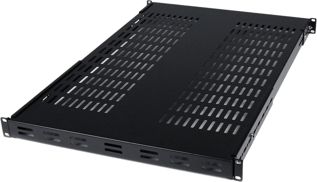 StarTech.com 1U Adjustable Vented Server Rack Mount Shelf - 175lbs - 19.5 to 38in Adjustable Mounting Depth Universal Tray for 19' AV/ Network Equipment Rack - 27.5in Deep , TAA (ADJSHELF)